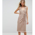 Shawl Collar MIDI Wrap Dress